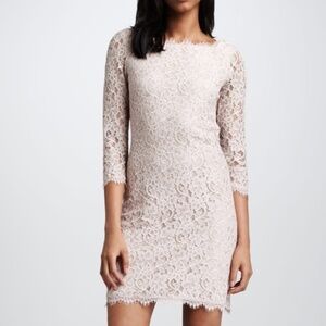 DVF Zarita Lace Cocktail Dress Wedding Bridesmaid Timeless Size 4 Nude Blush